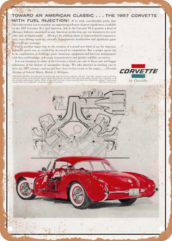 1957 Chevy Corvette Toward an American Classic Vintage Ad - Metal Sign