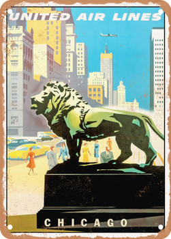 1957 by Air to Chicago Vintage Ad - Metal Sign