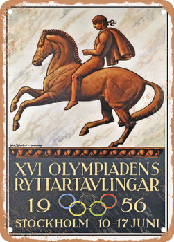 1956 XVI Olympic Equestrian Games Stockholm Vintage Ad - Metal Sign