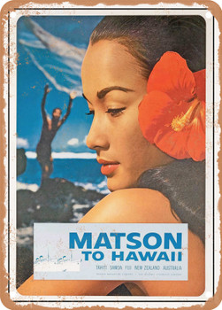 1955 Matson to Hawaii Vintage Ad - Metal Sign