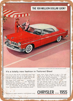 1955 Chrysler Windsor Deluxe Nassau Its a Totally New Fashion in Tailored Steel Vintage Ad - Metal Sign