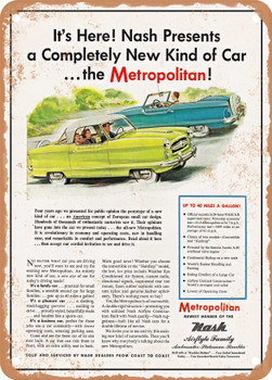 1954 Nash Metropolitan Vintage Ad - Metal Sign