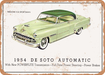 1954 DeSoto Firedome V8 Sportsman Vintage Ad - Metal Sign