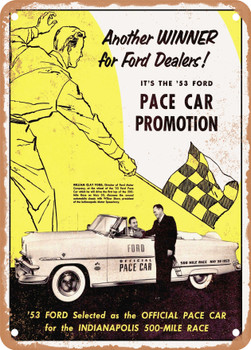 1953 Ford Sunliner Indy 500 Pace Car 2 Vintage Ad - Metal Sign
