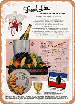 1952 French Line Your Gay Entree to Europe Vintage Ad - Metal Sign