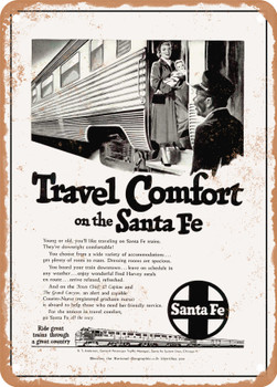 1950 Travel Comfort on the Santa Fe Vintage Ad - Metal Sign