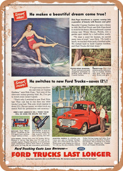 1950 Ford Pickup Vintage Ad - Metal Sign