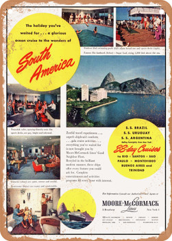 1948 South America 38 Day Cruises Moore Mccormack Lines Vintage Ad - Metal Sign