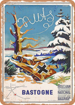 1947 Bastogne Belgian National Railways Vintage Ad - Metal Sign