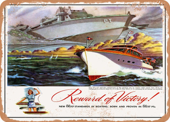 1945 Reward of Victory New Elco Standards In Boating Born And Proven In Elcos Pts Vintage Ad - Metal Sign
