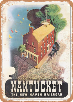 1945 Nantucket the New Haven Railroad Vintage Ad - Metal Sign