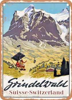 1945 Grindelwald Suisse Switzerland Vintage Ad - Metal Sign