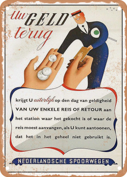 1942 Dutch Railways Vintage Ad - Metal Sign