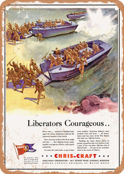 1942 Liberators Courageous. Chris Craft Vintage Ad - Metal Sign