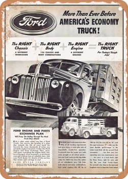 1942 Ford Trucks Vintage Ad - Metal Sign