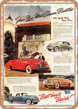 1940 Buick Convertibles Vintage Ad - Metal Sign