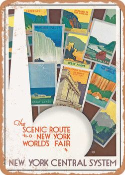 1939 The Scenic Route to New York Worlds Fair New York Central System Vintage Ad - Metal Sign