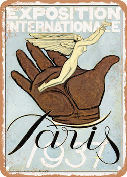 1937 International Exhibition, Paris Vintage Ad - Metal Sign