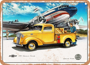 1937 Chevy Pickup Vintage Ad - Metal Sign