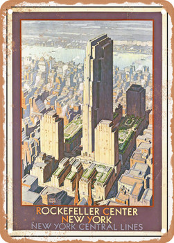 1936 Rockefeller Center New York New York Central Lines Vintage Ad - Metal Sign