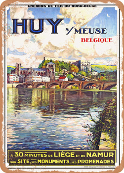 1935 Huy sur Meuse, Belgium Chemins de Fer du Nord Belge Vintage Ad - Metal Sign