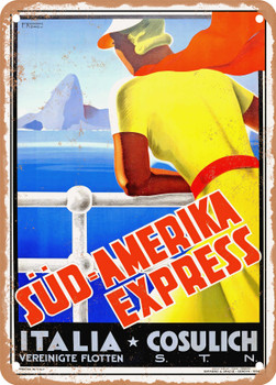 1934 Sud America Express Italia Cosulich Vintage Ad - Metal Sign