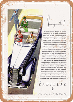 1934 Cadillac V8 Convertible Sedan Vintage Ad - Metal Sign