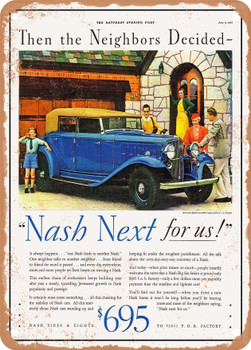 1933 Nash Advanced Eight Convertible Sedan Vintage Ad - Metal Sign