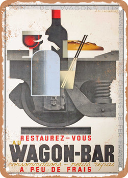 1932 International Sleeping Car Company French Railway Networks Restore Yourself at the Bar Car Vintage Ad - Metal Sign