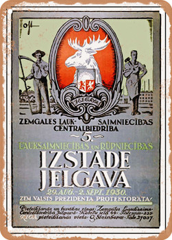 1930 Agricultural and Industrial Exhibition in Jelgava Vintage Ad - Metal Sign