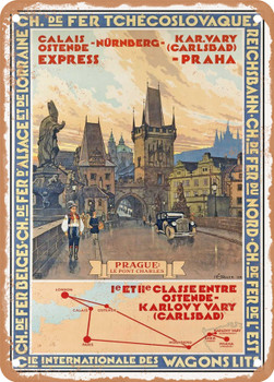 1929 Czechoslovakian Railways Vintage Ad - Metal Sign