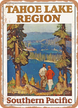 1928 Tahoe Lake Region Southern Pacific Vintage Ad - Metal Sign