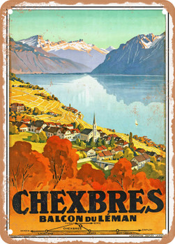 1927 Chexbres Balcony of Lake Geneva Vintage Ad - Metal Sign