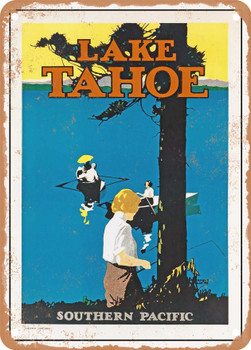 1923 Lake Tahoe Southern Pacific Vintage Ad - Metal Sign