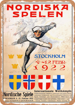 1922 Nordic Games Stockholm Feb 1922 Vintage Ad - Metal Sign
