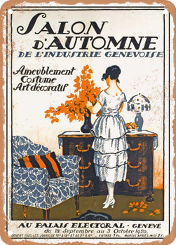 1920 Geneva Industrial Exhibition Autumn Fair Vintage Ad - Metal Sign