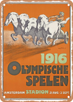 1916 Olympic Games Amsterdam Vintage Ad - Metal Sign