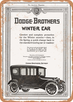 1916 Dodge Brothers Winter Touring Car Vintage Ad - Metal Sign