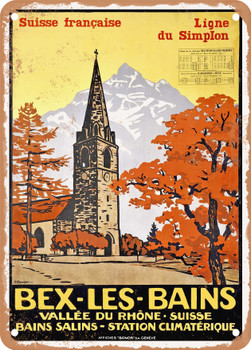 1916 Bex-les-Bains, French Switzerland, Simplon Line Vintage Ad - Metal Sign