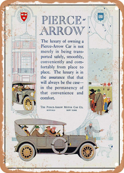 1915 Pierce Arrow Touring Car Vintage Ad - Metal Sign