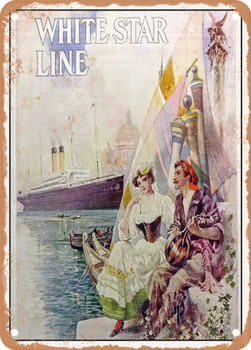1914 White Star Line Vintage Ad 2 - Metal Sign