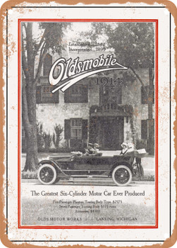 1914 Oldsmobile Touring Car Vintage Ad - Metal Sign