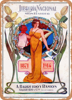 1914 National Bookstore, Montevideo Vintage Ad - Metal Sign