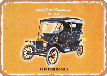 1914 Ford Model T Touring Car Vintage Ad - Metal Sign