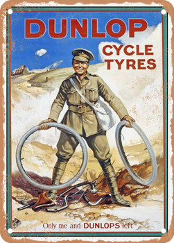 1914 Dunlop Cycle Tyres Only Me and Dunlops Left Vintage Ad - Metal Sign