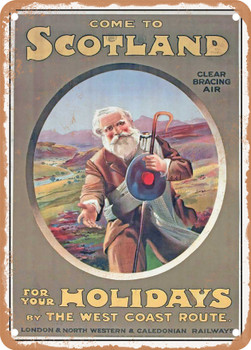 1914 Come to Scotland for Your Holidays by the West Coast Route Clear Bracing Air LNER Vintage Ad - Metal Sign