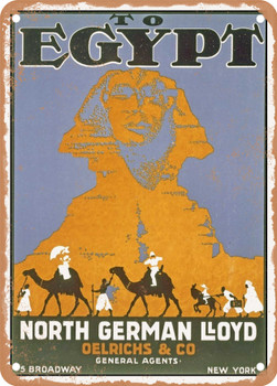 1913 To Egypt North German Lloyd Vintage Ad 2 - Metal Sign