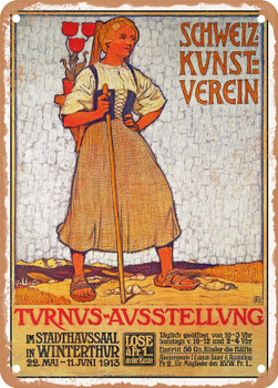 1913 Switzerland art association winter exhibition Winterthur Vintage Ad - Metal Sign