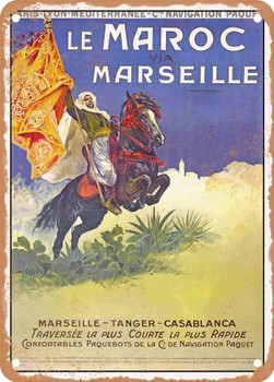 1913 PLM and Paquet Navigation Company, Morocco via Marseille Marseille-Tangier-Casablanca Vintage Ad 2 - Metal Sign