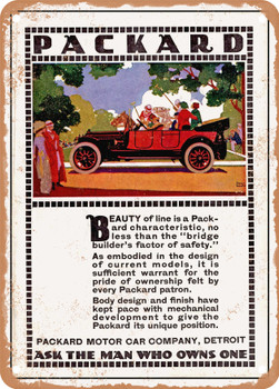 1913 Packard Touring Car Vintage Ad - Metal Sign